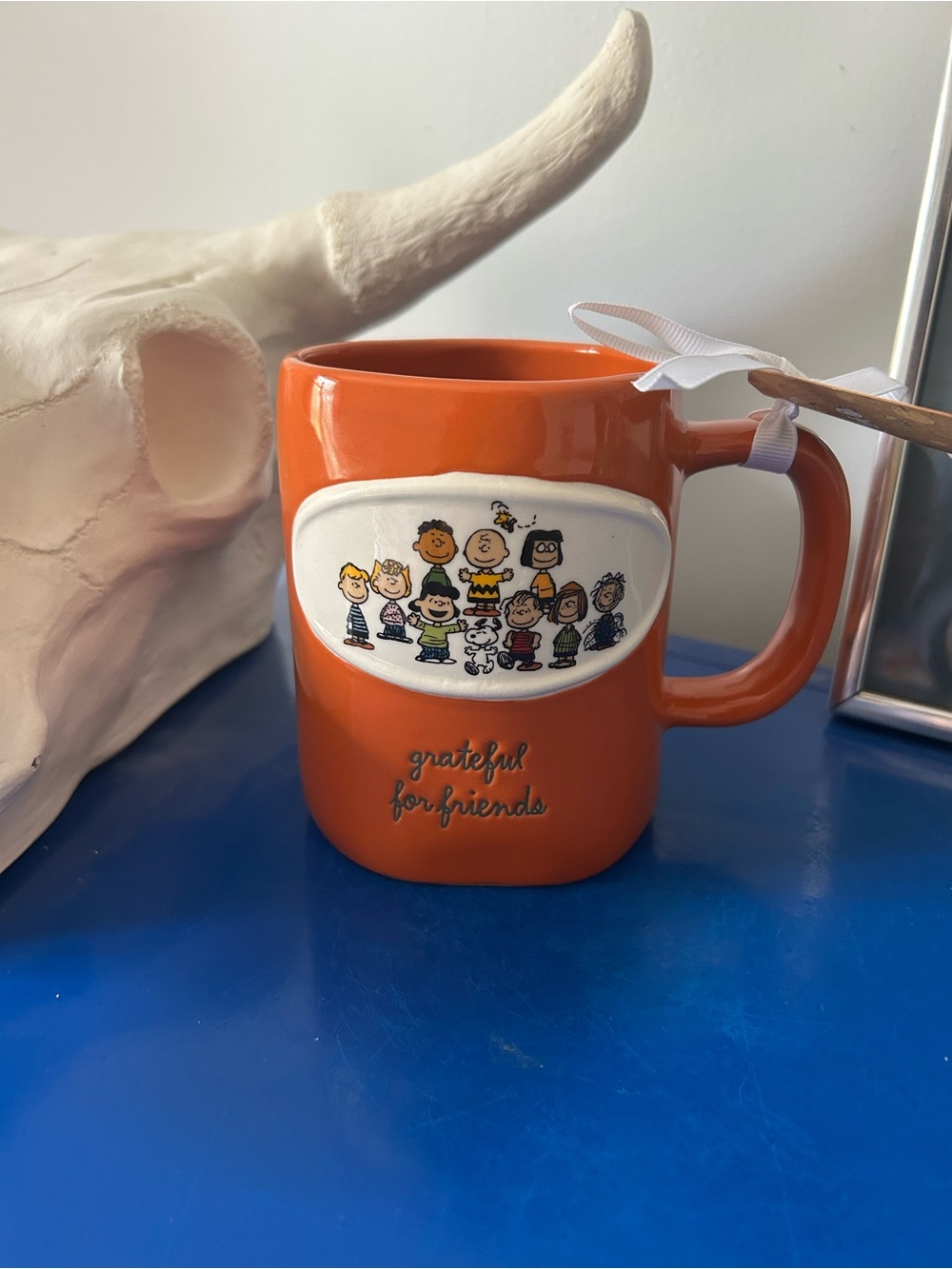 Rae Dunn Peanuts Gang Snoopy Woodstock Grateful for Friends Mug